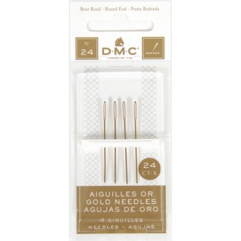 Pozlacené vyšívací jehly (4 ks) s tupou špičkou vel. 24 DMC