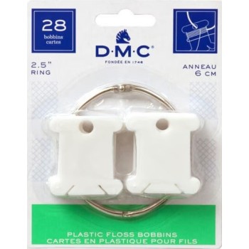 Plastové namotávky na bavlnky DMC (28 ks) na kovovém kroužku